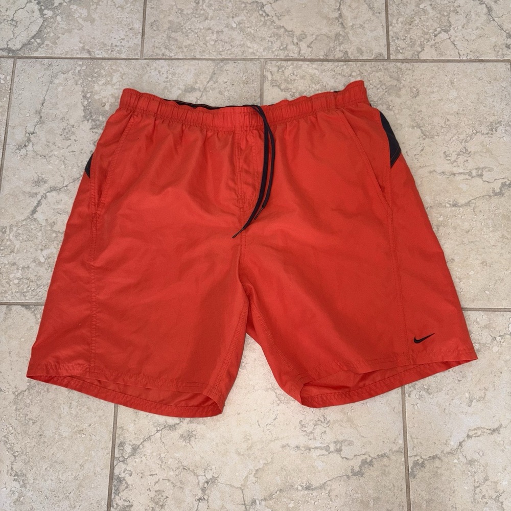 Nike Swim Shorts Trunks Board Shorts Orange Net Lined Size XL Y2K Vintage